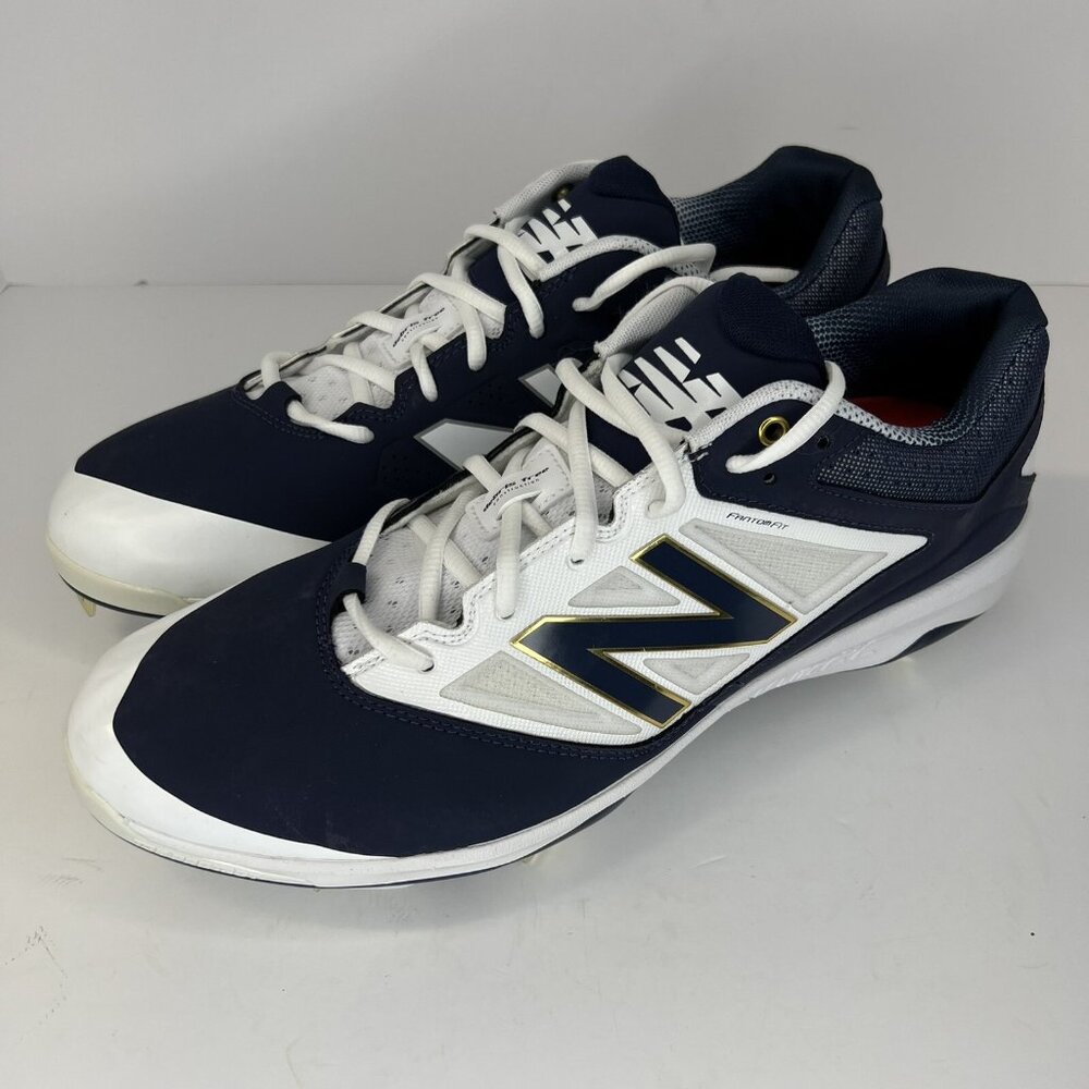 New Balance Metal Baseball Cleats Men's Size 15 Navy and White Mint NWOB
